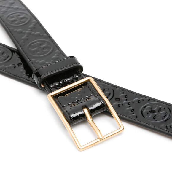 Tory Burch $198 1" T MONOGRAM PATENT BELT Black M L - Picture 3 of 8